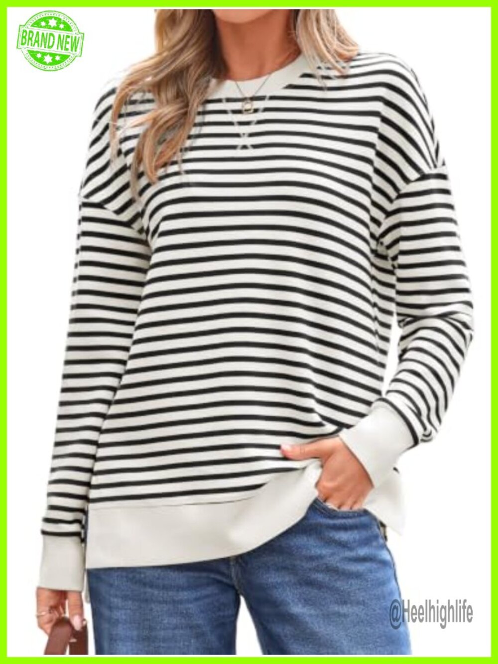 Long Sleeve Crewneck Sweatshirt Lightweight Soft Loose Pullover